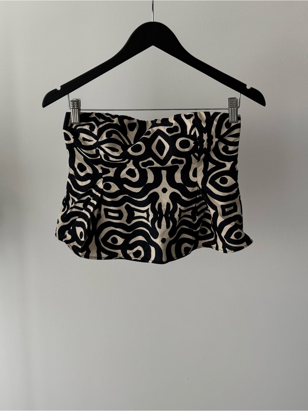 Black & Cream Patterned Off-Shoulder Top